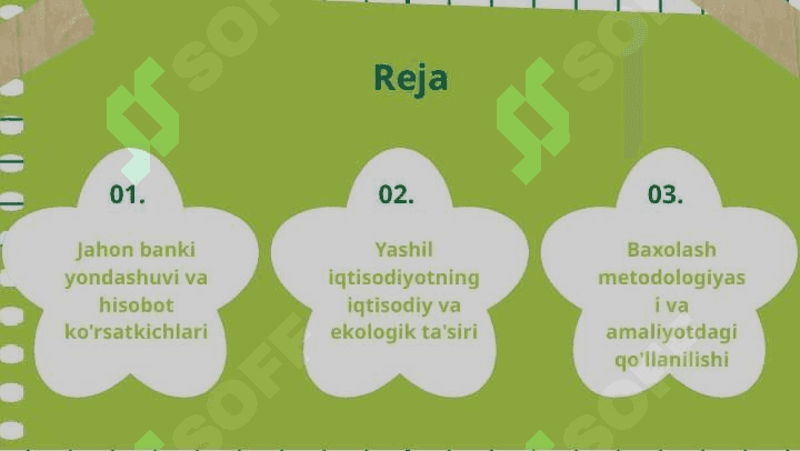 Yashil iqtisodiyotni baxolashning kompleks usuli. Jahon banki yondashuvi. 2