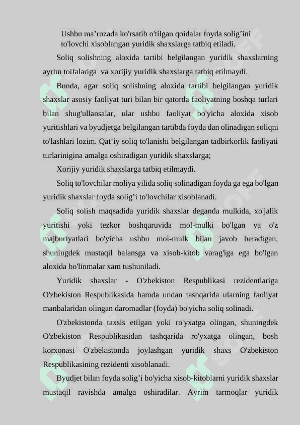 Yuridik shaxslarning mol-mulk soligi bo’yicha imtiyozlar. 5