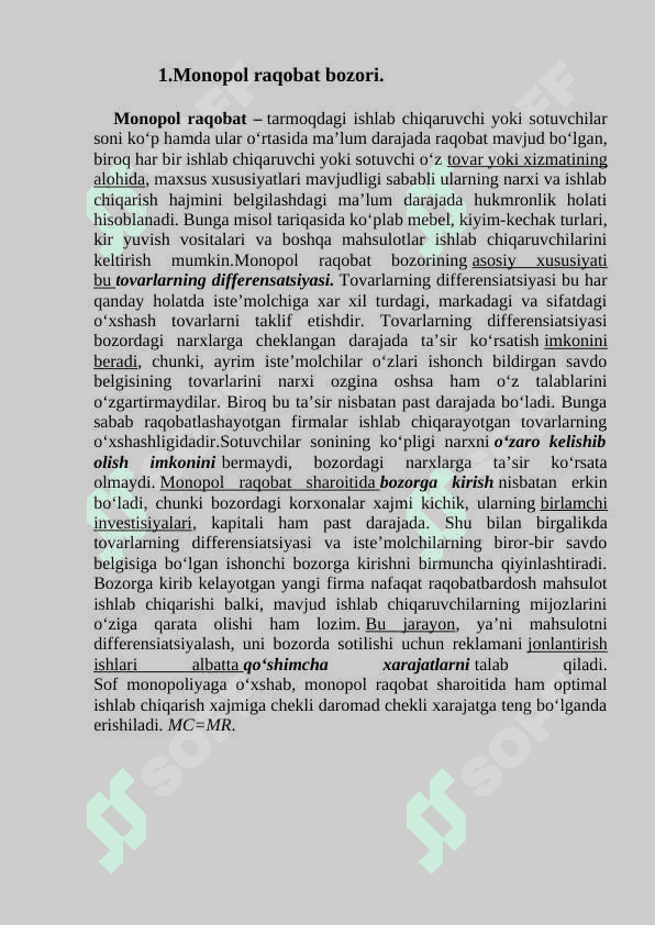 Zamonaviy bozor sharoitida oligopolliyaning                               o’rni. 3