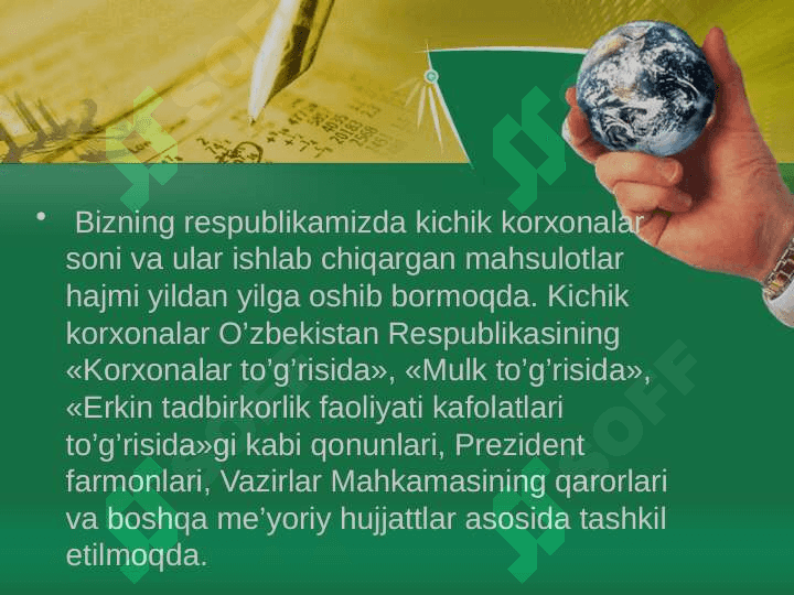 O’zbekistonda tadbirkorlik faoliyatini rivojlantirish yo’nalishlari 4