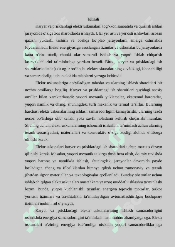 Karyer va prisklarda ishlovchi elektr uskunalarga qoʻyiladigan talablar 2