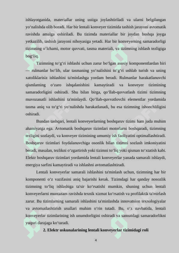 Lentali konveyerlar elektr uskunalari va elektr taʼminoti 4