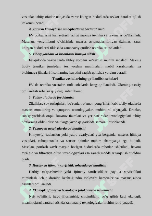 FV da foydalaniladigan texnik...  kurs ishi 6