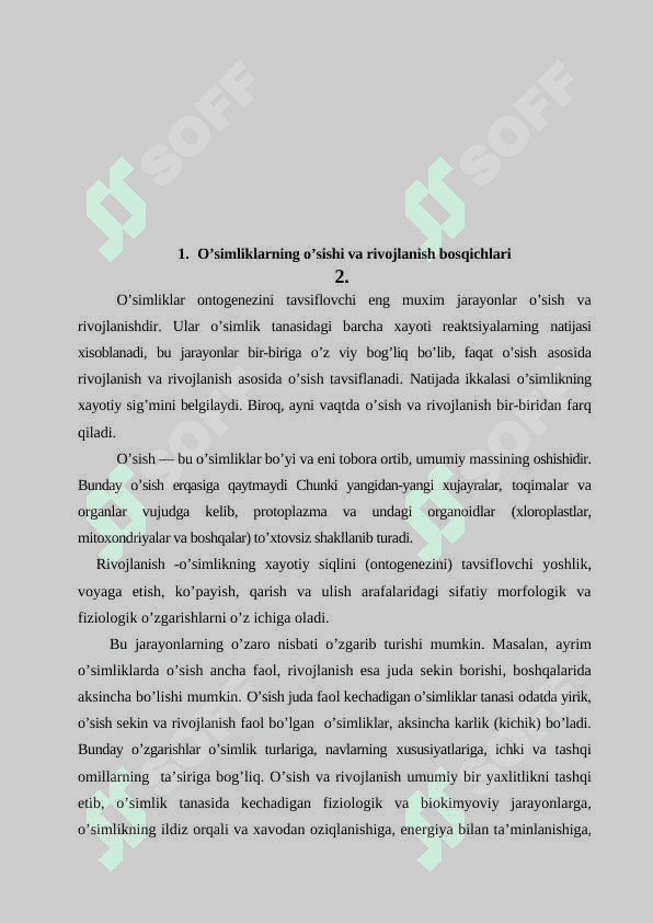 O'SIMLIKLARNING KELIB CHIQISH TARIXI VA ORGANLARNING PAYDO BO'LISHI HAQIDA 2