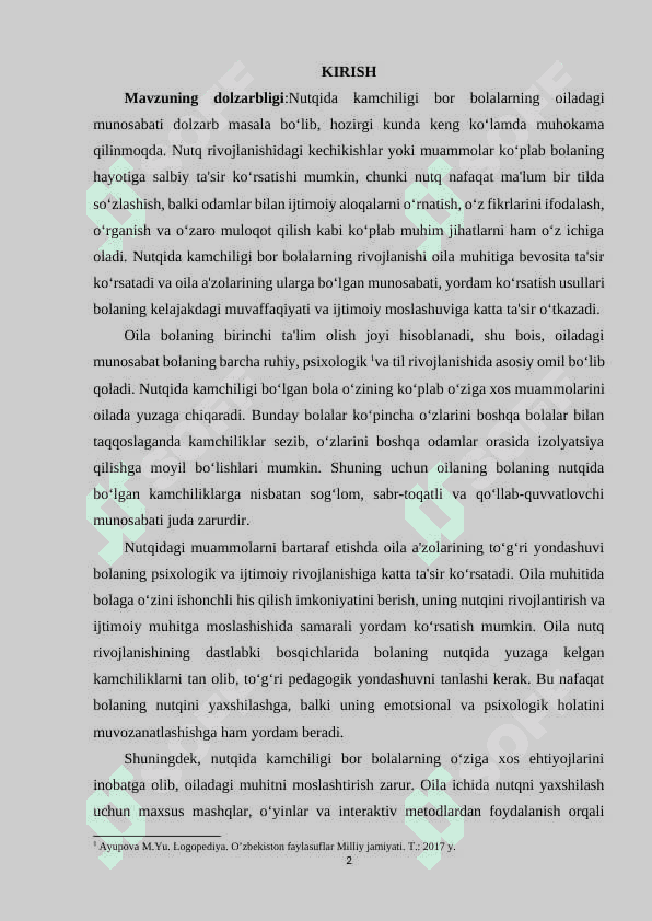 Nutqida kamchiligi bor bolalarning oiladagi munosabat 2