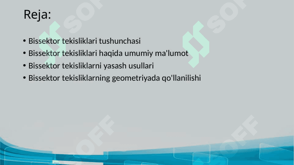 Bissektor tekisliklari va uning ahamiyati 2