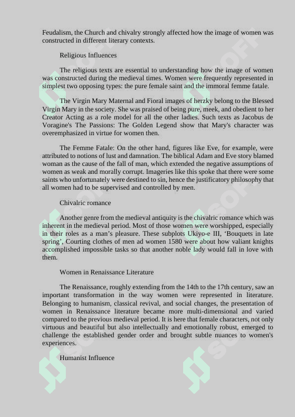 A Comparative Study of the Role of Women in Medieval and Renaissance Literature 4