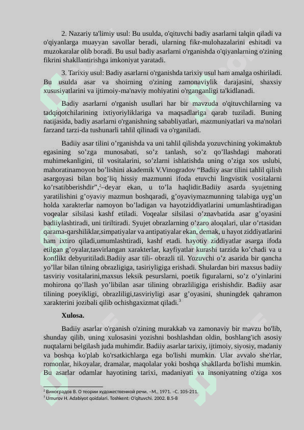 BADIIY ASARLANI O'RGANISH USULLARI 2