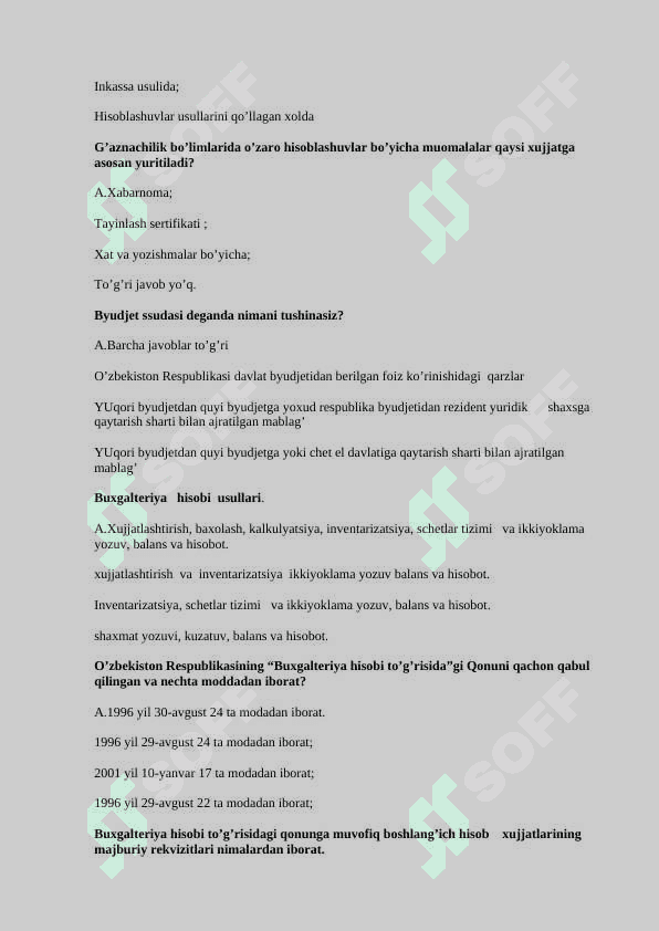 Byudjet hisobi fanidan test 5