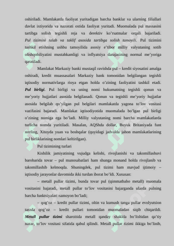 O'zbekiston Respublikasi pul tizimi va uning elementlari 3