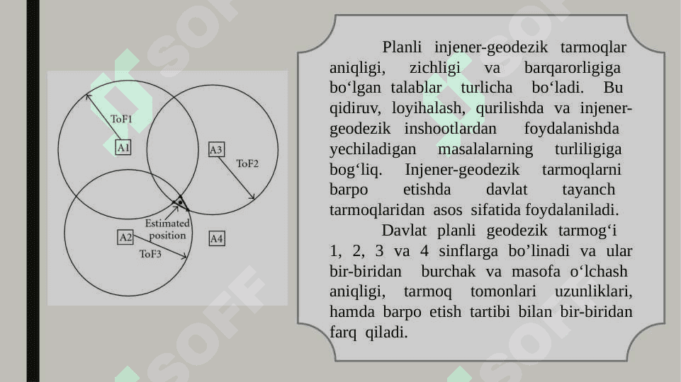 Injener geodezik tarmoqlar. Planli va balandlik geodezik tarmoqlar mohiyati 3