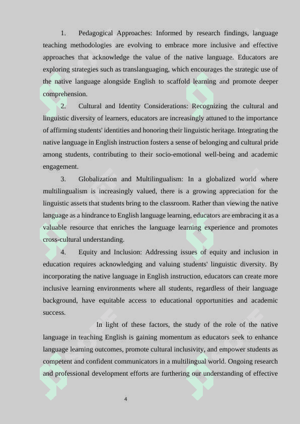 Role of native language in teaching English (different teaching approaches 4