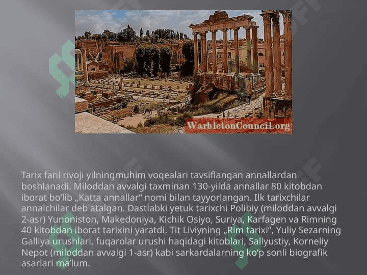 Qadimgi Rimda fan mavzuida internet materiallari asosida 6
