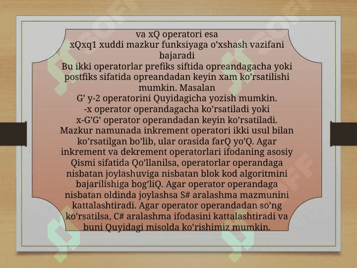 Inkrement dikrement operatorlar 4