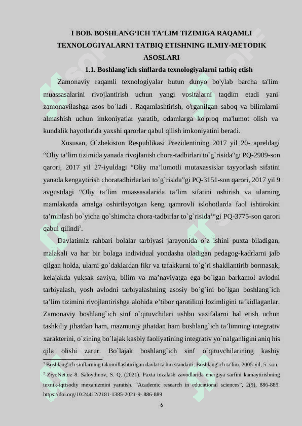 Boshlang‘ich sinflarda ta’limni tashkil qilish texnologiyalari 6