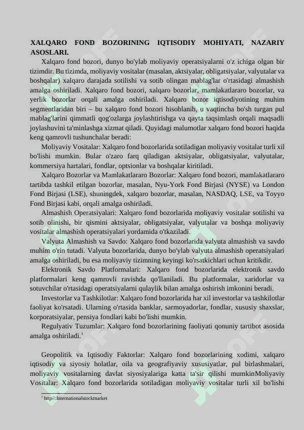 XALQARO FOND BOZORI OPERATSIYALARI 3