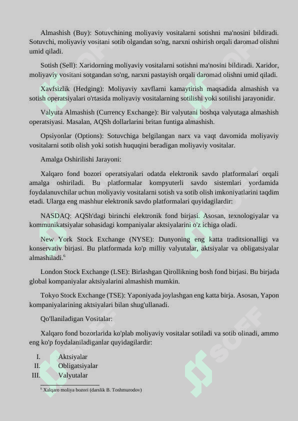 XALQARO FOND BOZORI OPERATSIYALARI 8