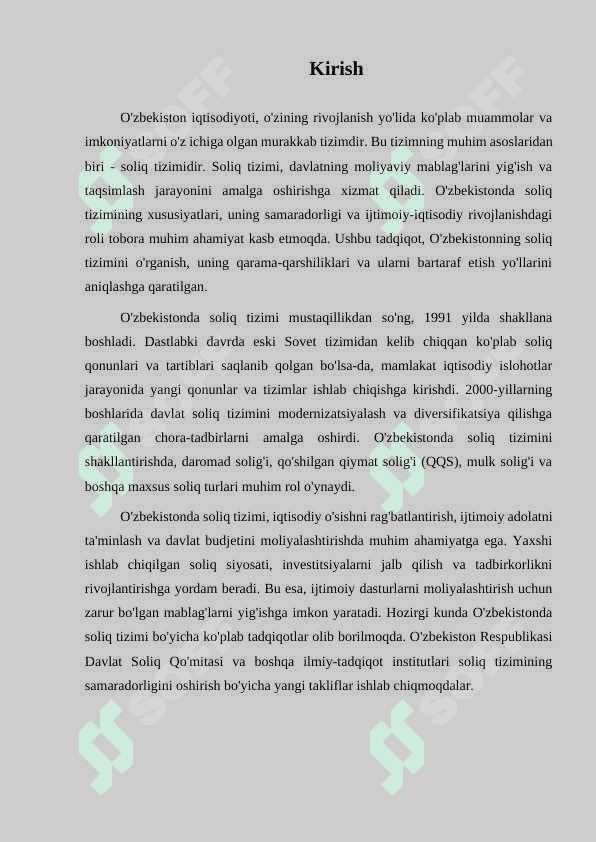 O'ZBEKISTONDA SOLIQ TIZIMI  XUSUSIYATLARI, QARAMA-QARSHILIKLAR VA ULARNI BARTARAF ETISH YO'LLARI 2