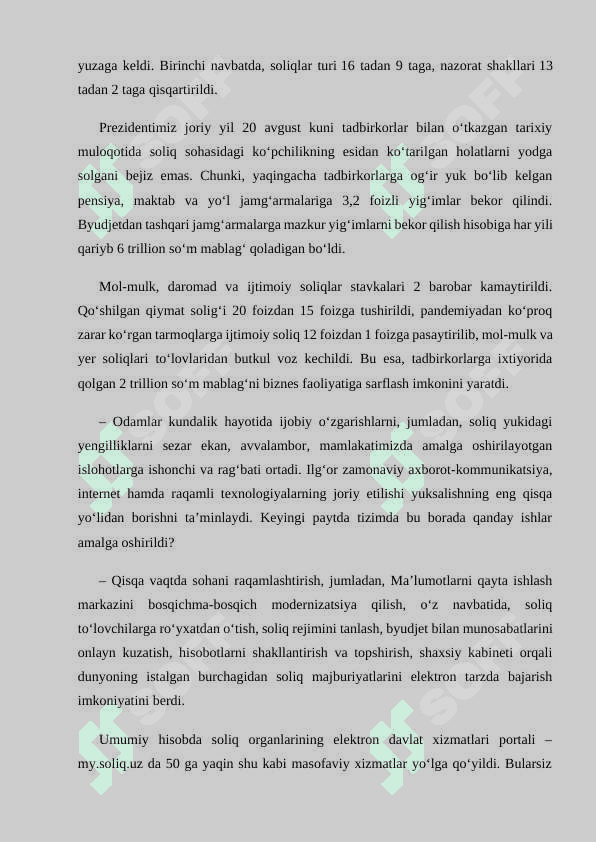 O'ZBEKISTONDA SOLIQ TIZIMI  XUSUSIYATLARI, QARAMA-QARSHILIKLAR VA ULARNI BARTARAF ETISH YO'LLARI 7