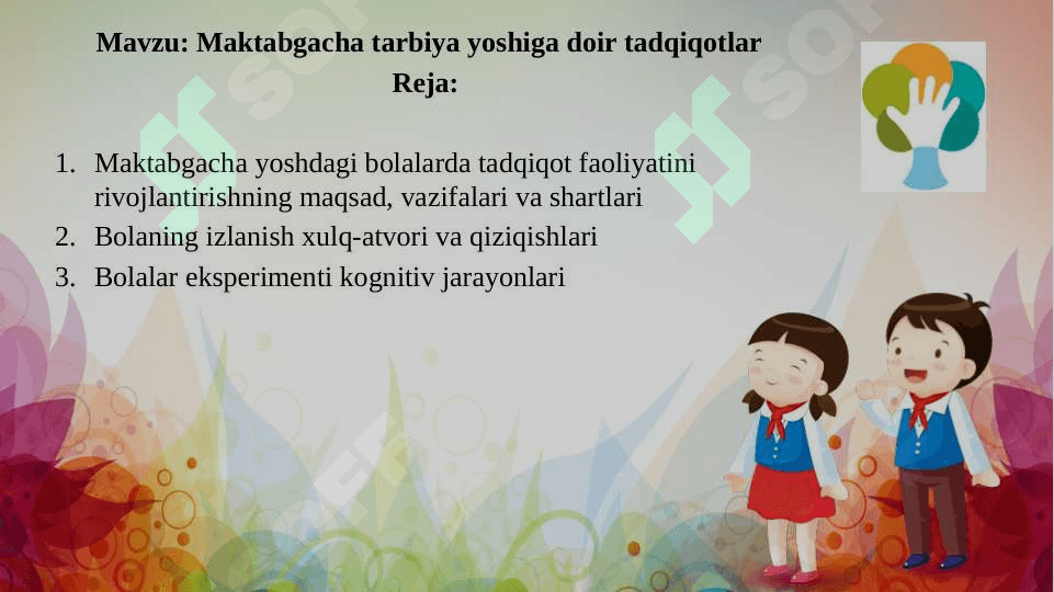 Maktabgacha tarbiya yoshiga doir tadqiqotlar 2