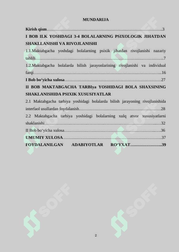 Ilk yoshdagi 3-4 bolalarning psixologik  jihatdan shakllanishi va rivojlanishi. 2