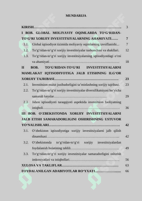 TO‘G‘RIDAN TO‘G‘RI XORIJIY INVESTITSIYALARNI 2
