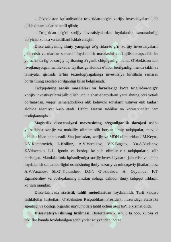 TO‘G‘RIDAN TO‘G‘RI XORIJIY INVESTITSIYALARNI 5