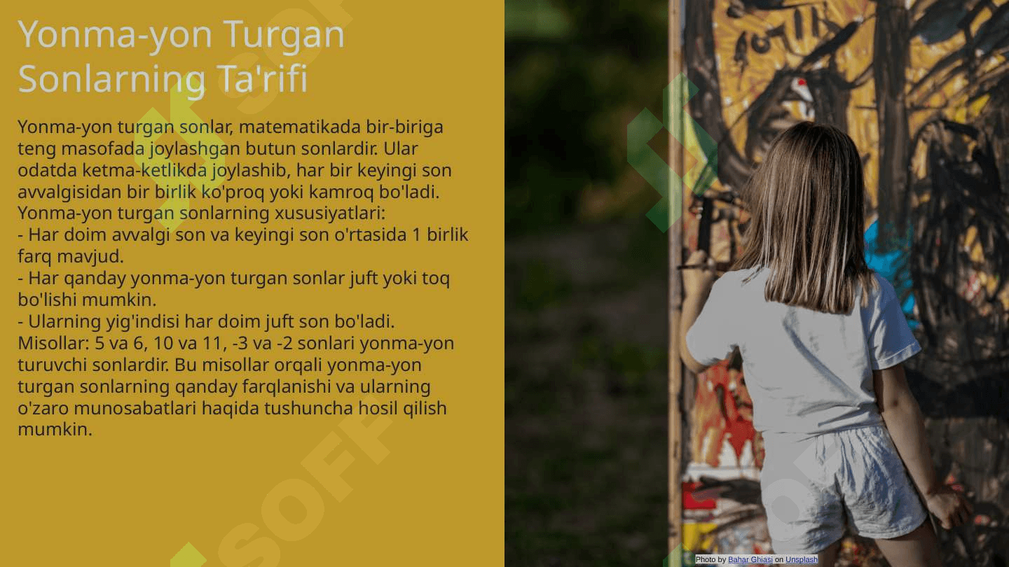 Yonma- yon turgan sonlar orasidagi munosabatlarni tushuntirish. 8