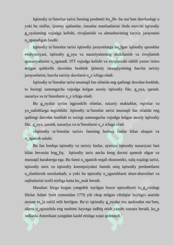Iqtisodiy ta’limotlar tarixi faniga kirish 2