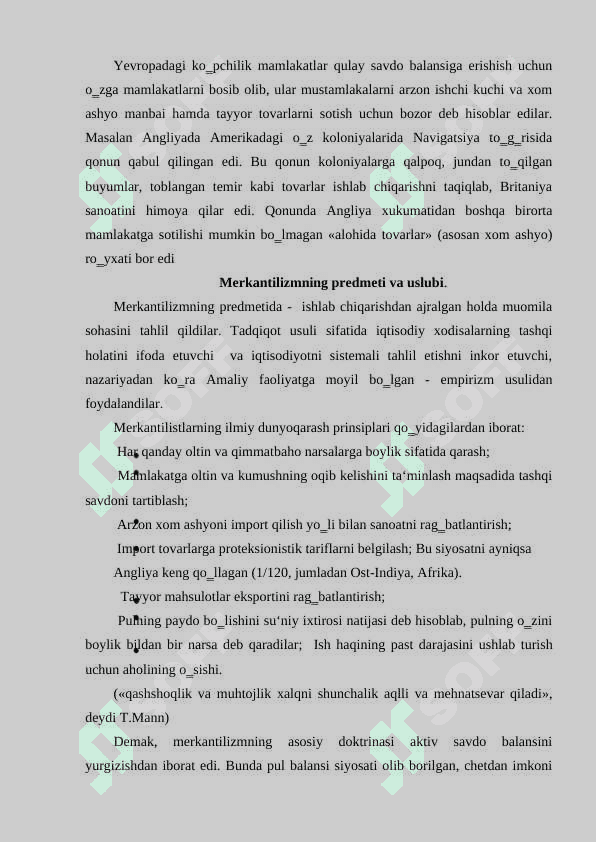 MERKANTELIZM IQTISODIY TA’LIMOTI 3