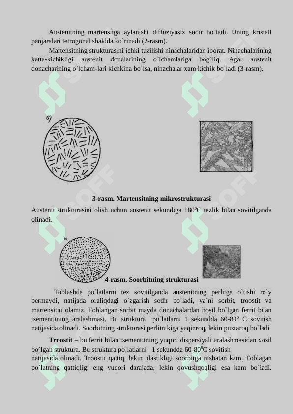 Termik ishlashni po‘lat tuzilishiga va mexanik xossalariga ta’siri.Termik va kimyoviy-termik ishlangan po’latlarning mikrostruk-turasini tahlili. 4