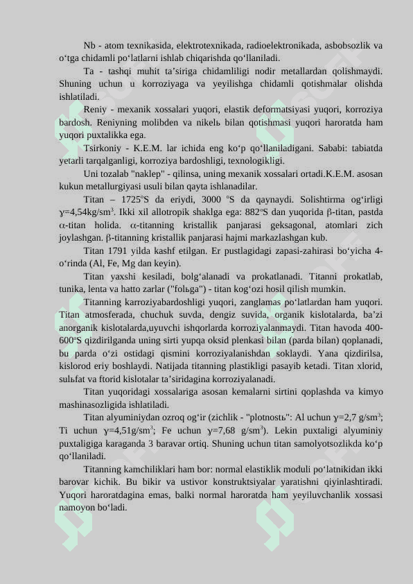 : Rangli metallar va qotishmalar. 2