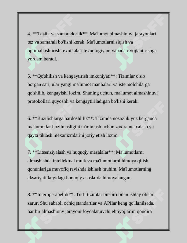 MALUMOTLARNI ALMASHISH JARAYONLARINING XARAKTERISTIKASI, MA‟LUMOTLAR ALMASHINUVINING APPARAT TA‟MINOTI. TARMOQ HIZMATLARI. TARMOQ TEXNOLOGIYASI: TARMOQ TEXNOLOGIYASI HAQIDA TUSHUNCHA, KO„PRIK VA SHLYUZLAR. KOMPYUTER TARMOG„INING ARXITEKTURASI, TARMOQ TOPOLOGIYALARI, TARMOQ TIZIMINING MODELI, MA‟LUMOTLARIN UZATISH BAYONNOMALARI, IP, TCP VA UDP BAYONNOMALARI 4