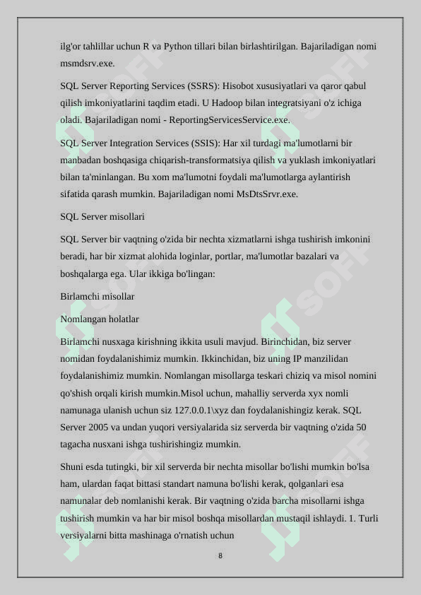MA’LUMOTLAR BAZALARI TEXNOLOGIYASI 8
