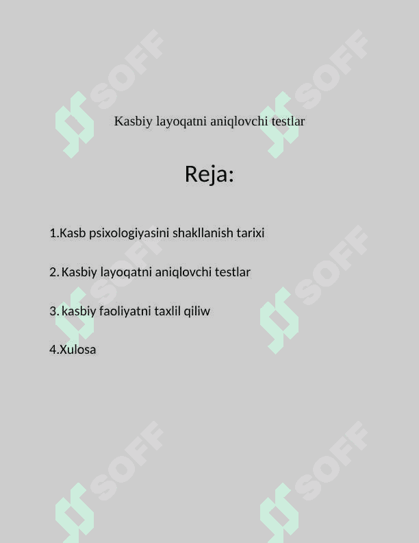 Kasbiy layoqatni aniqlovchi testlar 2