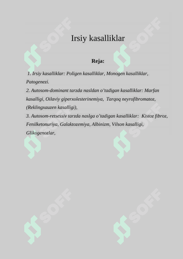 Irsiy kasalliklar 2
