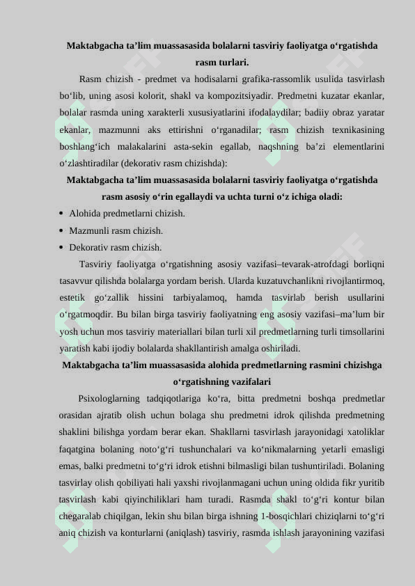 Maktabgacha yoshdagi bolalarni rasm chizishga o‘rgatish 2