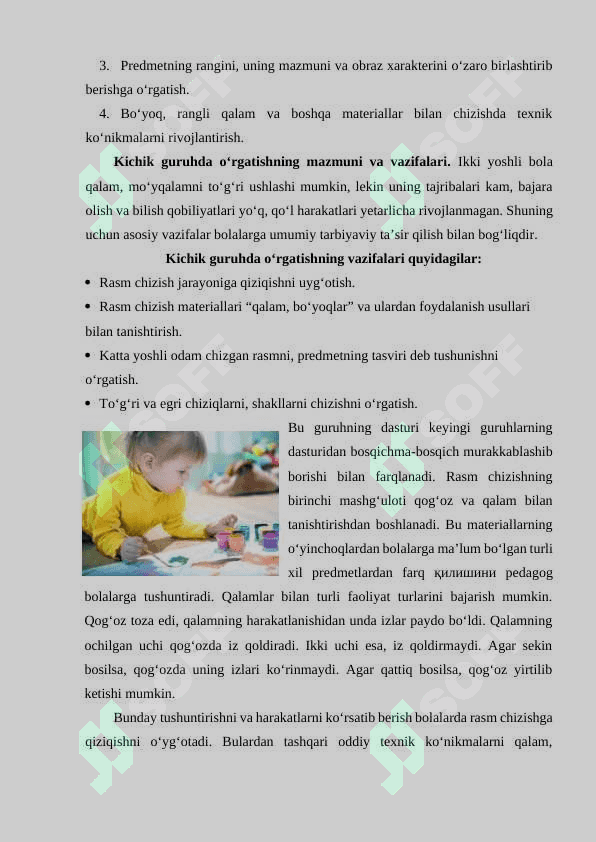 Maktabgacha yoshdagi bolalarni rasm chizishga o‘rgatish 4