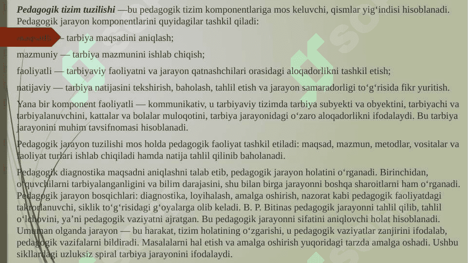 TARBIYA QONUNIYATLARI VA PRINSIPLARI. Tarbiya jarayoni mohiyatiTarbiya jarayoni qonuniyatlari Tarbiya jarayoni prinsiplari 7