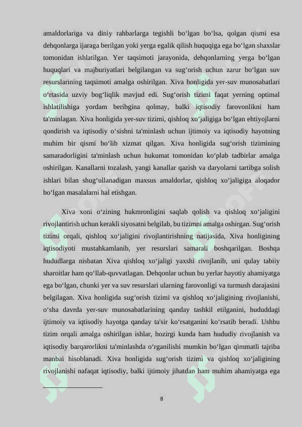 Xiva xonligida yer suv munosabatlari 8