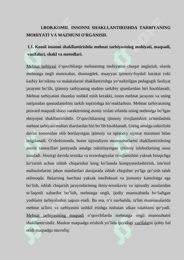 Komil insonni shakllantirishda mehnat tarbiyasining o’rni 6