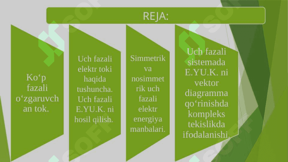 UCH FAZALI O‘ZGARUVCHAN  TOK  ZANJIRLARI MAVZUSI 2