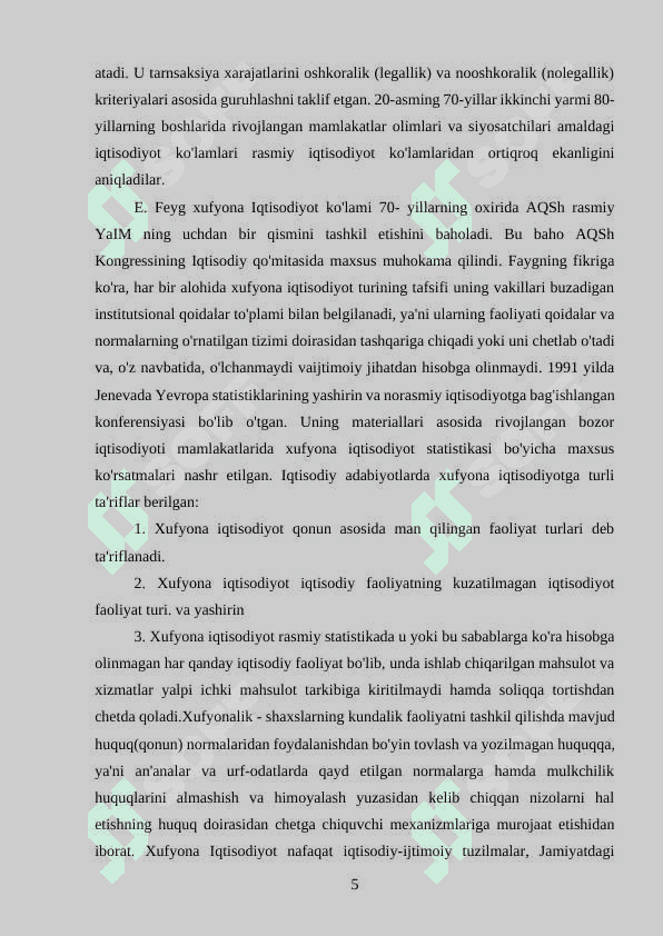 Xufyona iqtisodiyot tushunchasi va uning iqtisodiyotdagi o‘rni 5