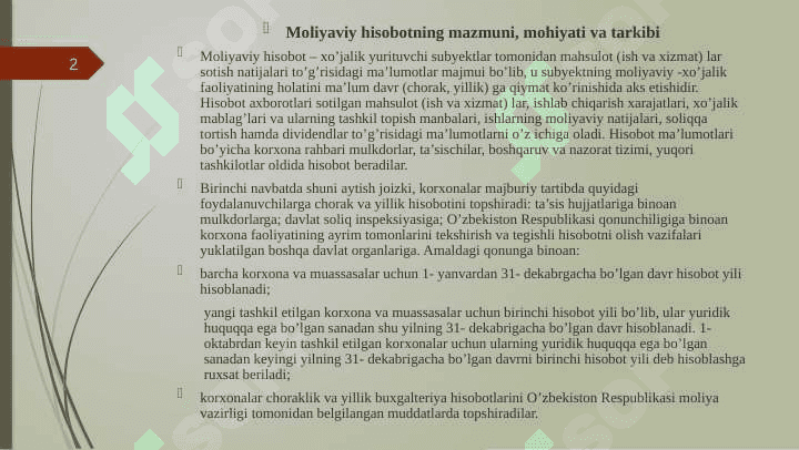 Moliyaviy hisobot mazmuni funksiyalari va turlari 2
