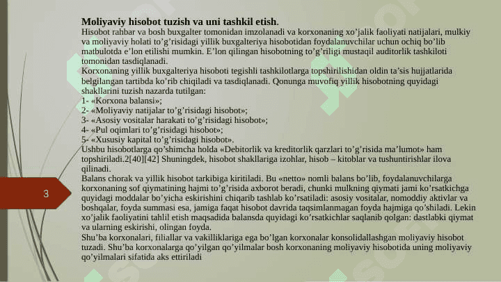 Moliyaviy hisobot mazmuni funksiyalari va turlari 3