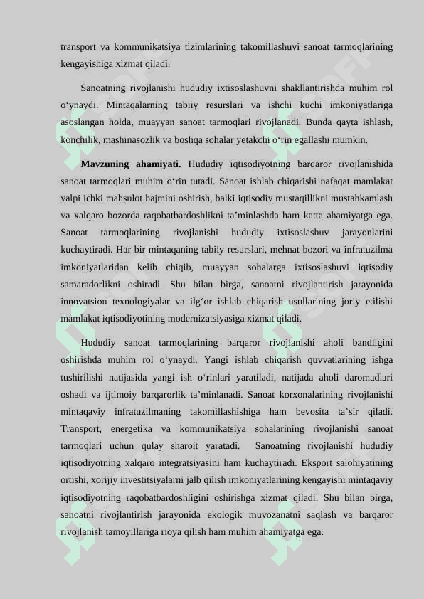 Mintaqalarda sanoat tarmogʻini rivojlantirish xususiyatlari 4