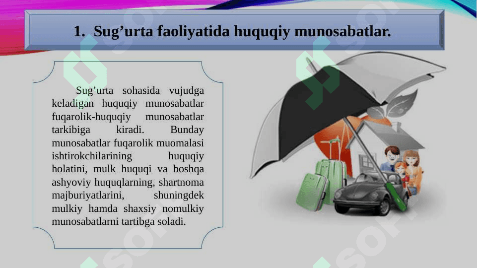 Sug’urta qonunchiligi va uning tarkibiga kiruvchi qonunchilik hujjatlari 8