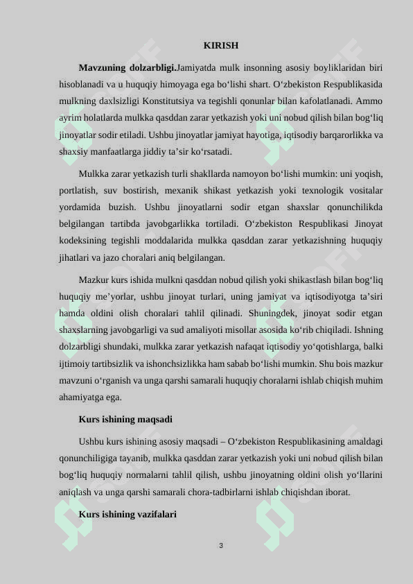 MULKNI QASDDAN NOBUD QILISH YOKI SHIKASTLASH UCHUN JAVOBGARLIK 3
