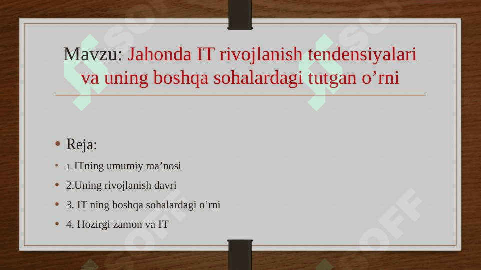 Jahonda It rivojlanish tendinsiyalari 2