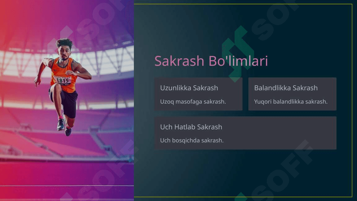 Yengil Atletika Bo'limlari va Ularning Turkumlanishi 3